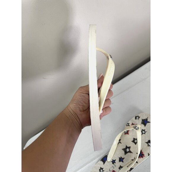 Coach Abbigail 8B Flip Flops Red White Blue Stars Americana Rubber Chalk Summer - Picture 14 of 16